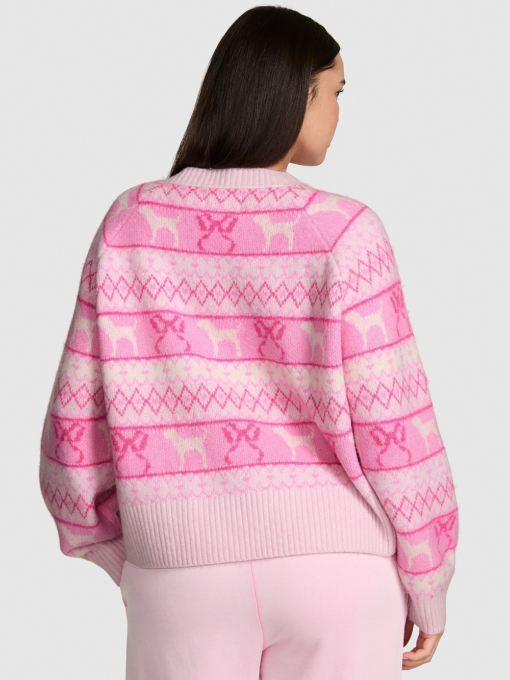 NWT Victoria's Secret Pink Love Shack Fancy Fair Isle Crewneck Sweater Small - Picture 3 of 8